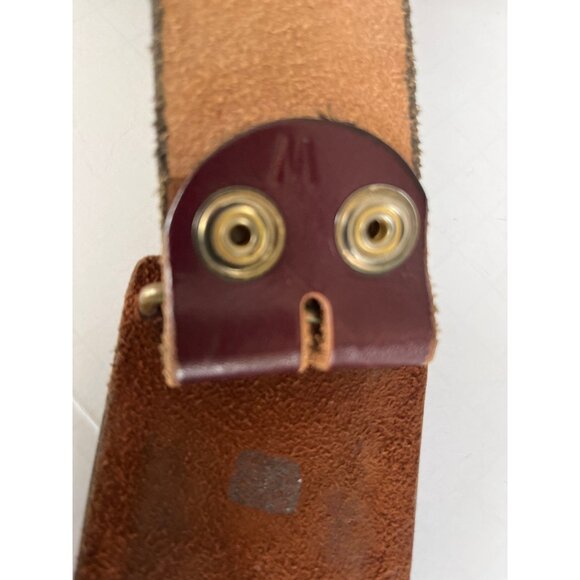 Vtg 1973 Handmade In Tlaquepaque Mexico Metal Belt Buckle & Leather Belt 42 - Picture 6 of 7